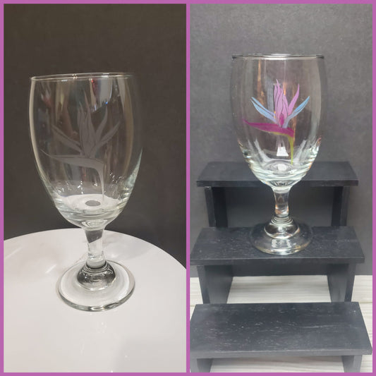 Etched Birds of Paradise Goblet