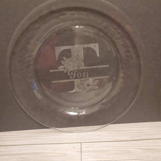 Etched monogrammed plate