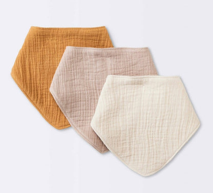 Set of 3 Muslin Bandana Bibs